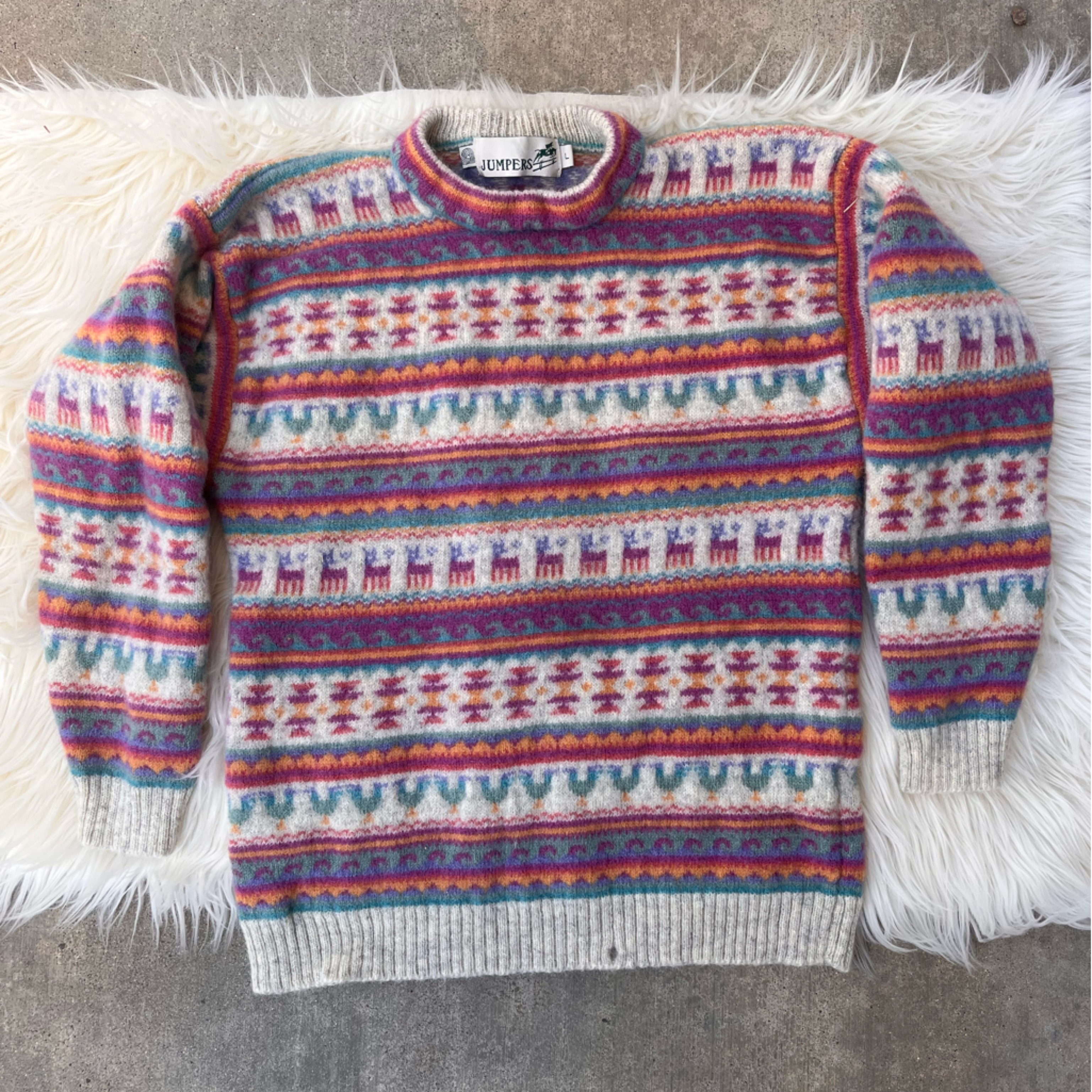 Jumpers Wool Crewneck Sweater - Cream/Multi